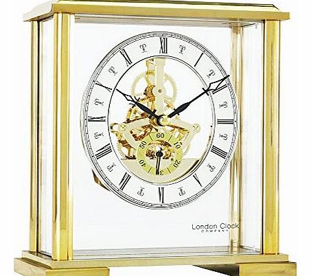 London Clock - 02085 - Gold Square Top Skeleton Mantel Clock