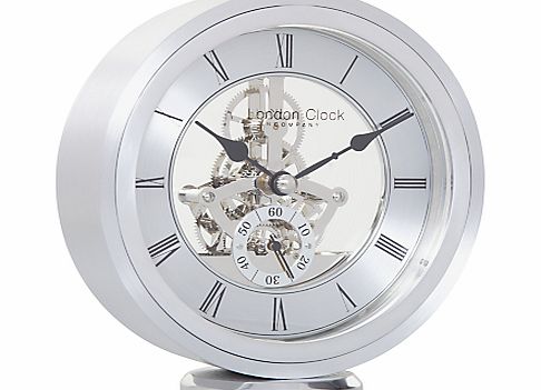 London Clock Round Carriage Clock, Silver