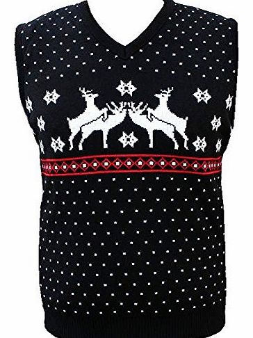 London Knitwear Gallery Christmas Rude Naughty Novelty Tanktop Jumper Santa Funny Retro Black 3XL