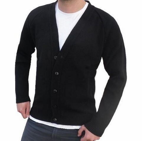 London Knitwear Gallery Mens Knitwear Casual Button Cardigan Vintage Black XL