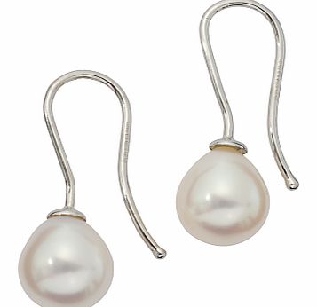 London Road White Gold Pearl Oval Drop Earrings