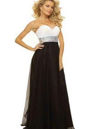 b87 black white Evening Dresses party full length prom gown ball dress robe (12)