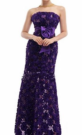 LondonProm CP10 Purple lace fishtail size 8-14 Evening Dresses Evening Dresses party full length prom gown ball dress robe (PURPLE 8)