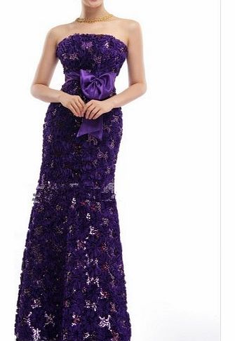 CP10 Purple lace fishtail size 8-16 Evening Dresses Evening Dresses party full length prom gown ball dress robe (PURPLE-16)