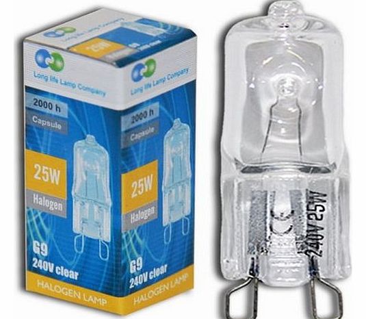10 x G9 25w Clear Halogen Lamps Light Bulbs 240v by Long Life Lamp Company