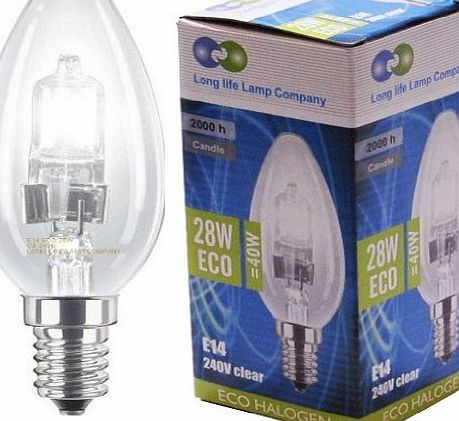 Long Life Lamp Company 5 Long Life Lamp Company Eco Halogen Candles 28w Equivalent 40w Dimmable Halogen Candles Energy Saving Candle light bulbs E14 Edison SES