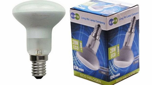 Long Life Lamp Company 5 R50 Reflector Halogen Energy Saving 28w Equivalent 40w Dimmable light bulbs E14 Edison SES by Long Life Lamp Company Pack of 5