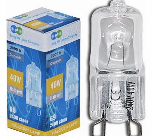 G9 40 Watt Halogen 240 V 10 Long Life Light Bulbs Capsule Lamp (Pack of 10)