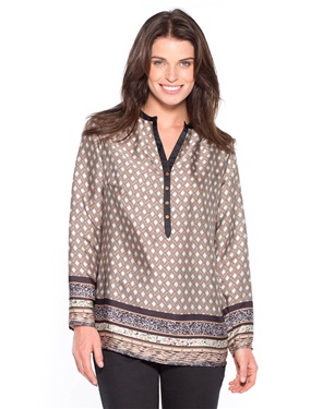 LONG Printed Satin Blouse