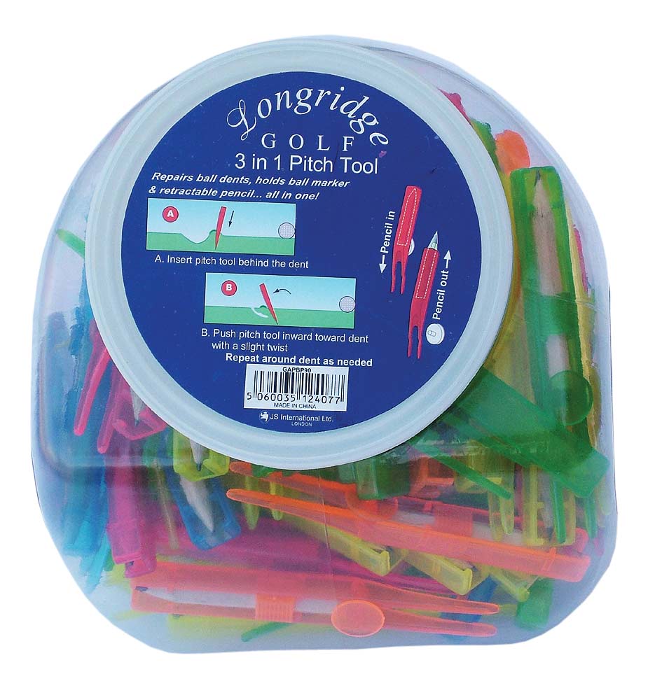 Longridge 3 In 1 Golf Pitch Fork Tool 90 Pieces In A Tub