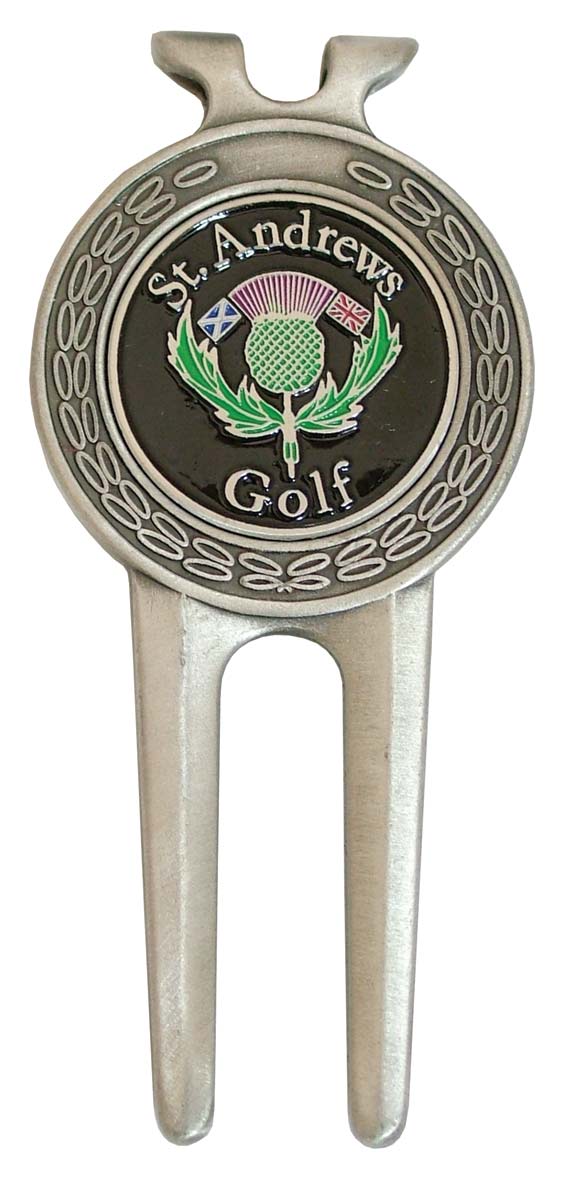 Golf Pitchfork With Clip Antique Silver Boxed With St Andrews Logo B/Marker