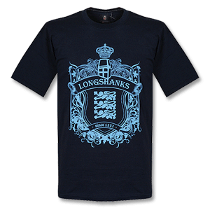 Longshanks Three Lions T-Shirt - Navy/Sky Logo