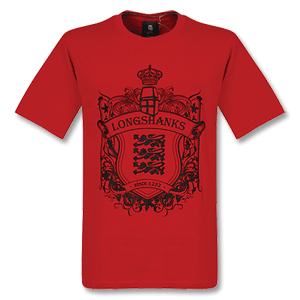Longshanks Three Lions T-Shirt - Red/Black Logo