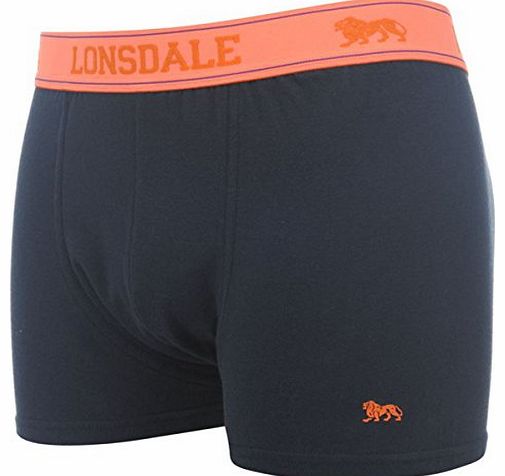 Lonsdale 2 Pack Trunks Junior Navy/FluOrange 13 Yrs