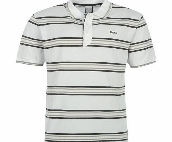 Lonsdale YD Striped Polo Shirt Mens White/Charcoal L