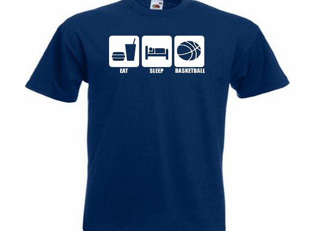 Loopyparrot Eat sleep basketball T-shirt 392 - Navy - Medium