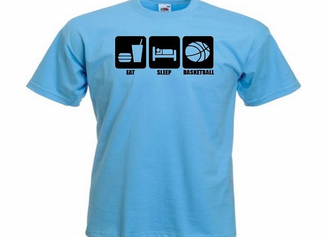 Loopyparrot Eat sleep basketball T-shirt 392 - Sky blue - Small