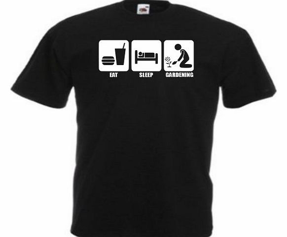 Loopyparrot Eat sleep gardening T-shirt 397 - Black - Xlarge