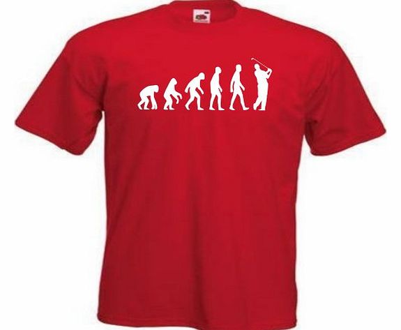Loopyparrot Evolution of man golf T-shirt 82 - Red - Large
