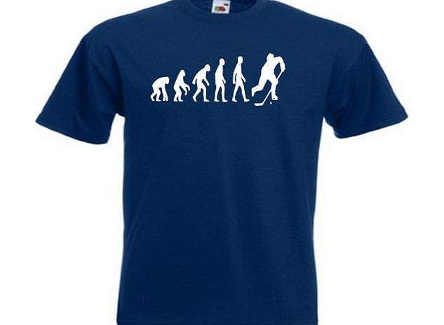 Loopyparrot Evolution of man ice hockey T-shirt 335 - Navy - Large