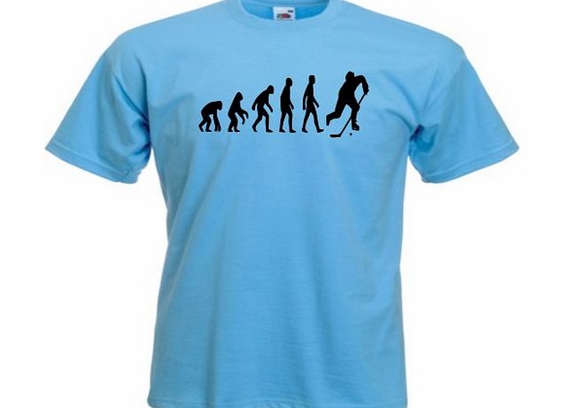 Loopyparrot Evolution of man ice hockey T-shirt 335 - Sky blue - Medium