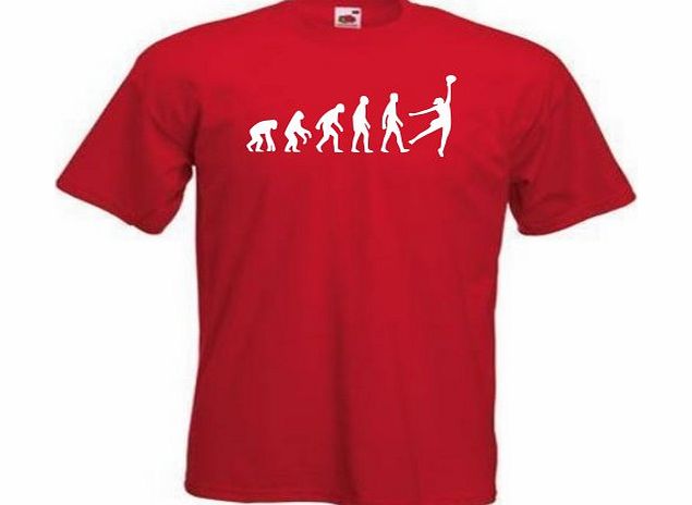 Evolution of man netball T-shirt 356 - Red - Large
