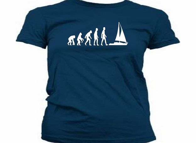 Evolution of man sailing ladies T-shirt 389w - Navy - Medium