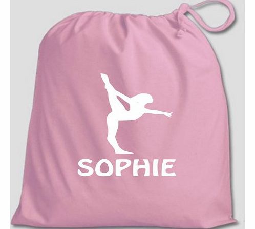 Loopyparrot Pink Personalised gymnastics large cotton drawstring bag PE kit 7p