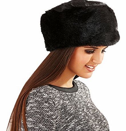 Womens Ladies Luxury Faux Fur Russian Cossack Ushanka Style Hat Warm Winter Ski Head warmer Headband Black Girls One Size