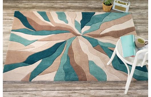 Large Quality Modern HeavyWeight Modern Art Design Turquoise Beige Area Rug in 120 x 170 cm (4 x 56) Carpet