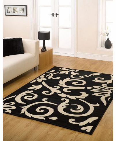 Modern Large Rug in Black Ivory 120 x 160 cm (4 x 53``) Carpet