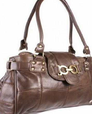 Lorenz Ladies Genuine Leather Handbag ( Brown )