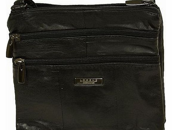 Lorenz Ladies Small Genuine Soft Leather Cross Body / Shoulder Bag (1) # 1941 - Black
