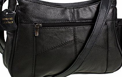 Lorenz Medium Sized Soft Nappa Black Leather Bag Handbag with long strap - Can be worn across the body