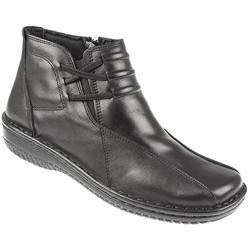 Loretta Female HAK1013 Leather Upper Textile Lining Casual Boots in Black, Tan