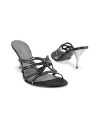 Loriblu Black Swarovski Crystal and Satin Evening Slide Shoes