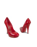 Red Patent Leather Platform Pump Shoes