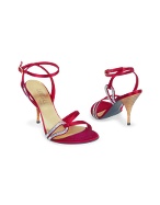 Loriblu Red Satin and Swarovski Crystal Evening Sandal Shoes