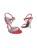 Loriblu Red Satin and Swarovski Crystal Evening Sandal
