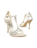 Loriblu Swarovsky Crystal Ivory T-strap Sandal Evening Shoes