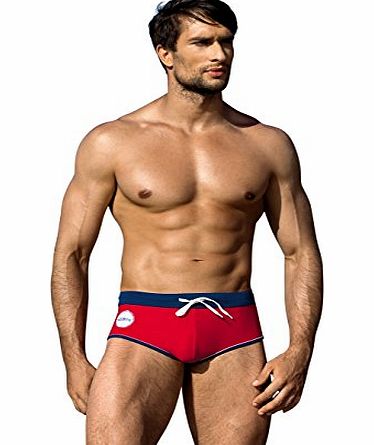 Lorin Men Swimming Swim Trunks Briefs Underwear Swimwear Shorts (L, Red)