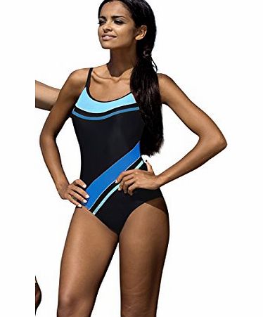Lorin Women swimming costume one piece swimsuit swimwear flat seams, brief style legs (16, V2)