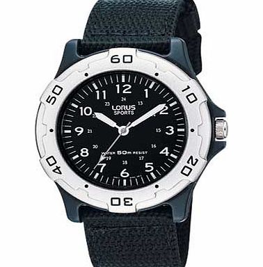 Lorus Mens Black Military Watch