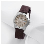 Lorus mens fabric strap day date 50m