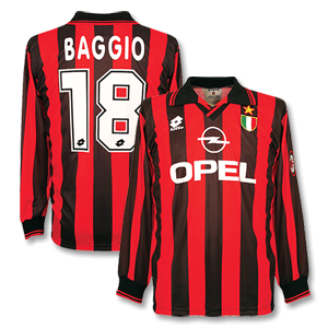 Lotto 96-97 AC Milan Home L/S shirt   No.18 Baggio