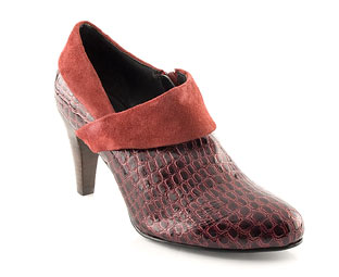 Lotus Croc Ankle Boot With Sueded Trim
