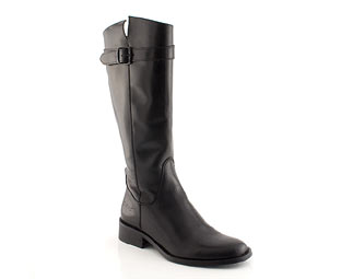 High Leg Leather Boot With Buckle Detail