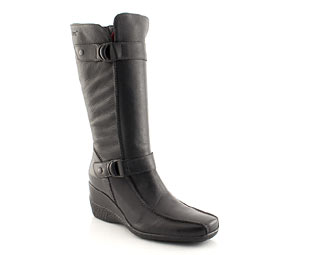High Leg Leather Buckle Boot