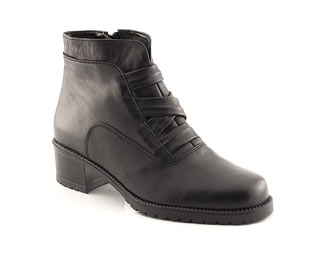 Leather Ankle Boot With Cross Strap Detail