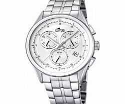 Lotus Mens White and Silver Chronograph Watch